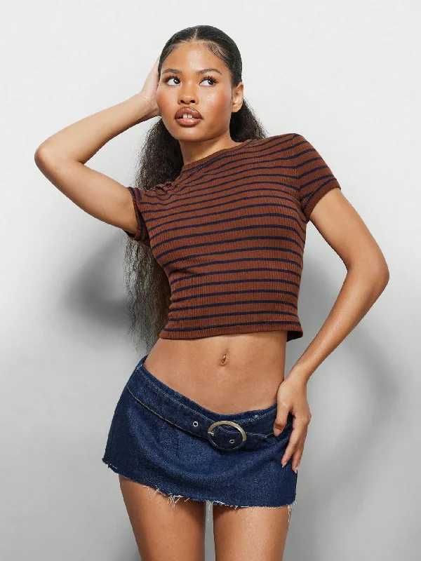 Weekend Specials to Relish SUMWON WOMEN Strip Rib Baby Tee