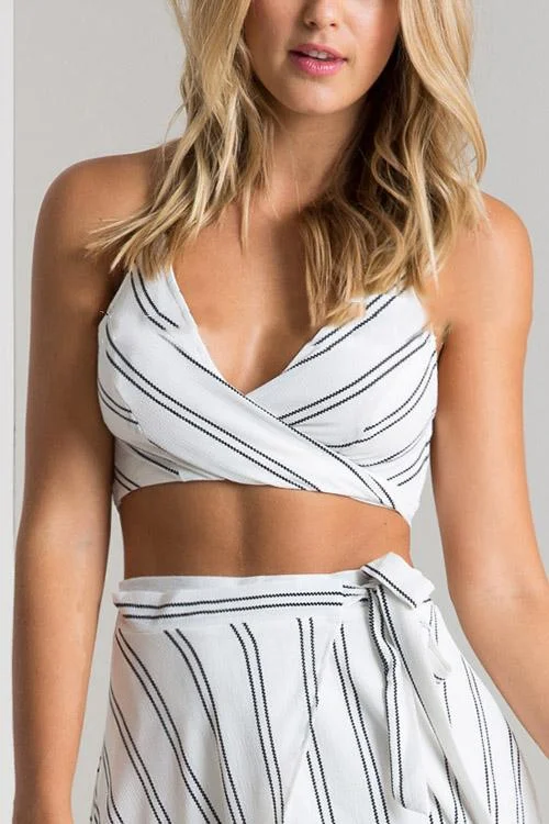 Weekend Specials to Snag Custom Stripe Sleeveless White Camis
