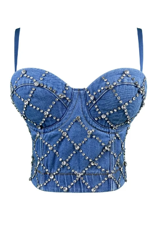Weekend Bargains to Celebrate Two Colors Diamond Strap Corset Top
