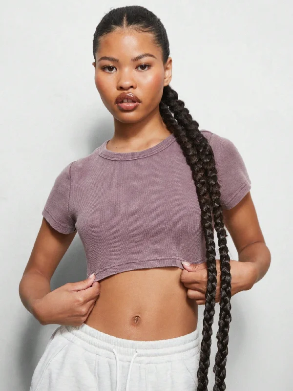 Act Fast SUMWON WOMEN Cropped Rib Baby Tee