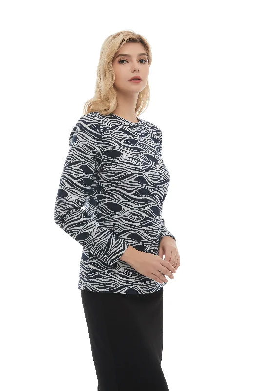 Weekend Offers That Thrill Monochrome Print Long Sleeve Sweater