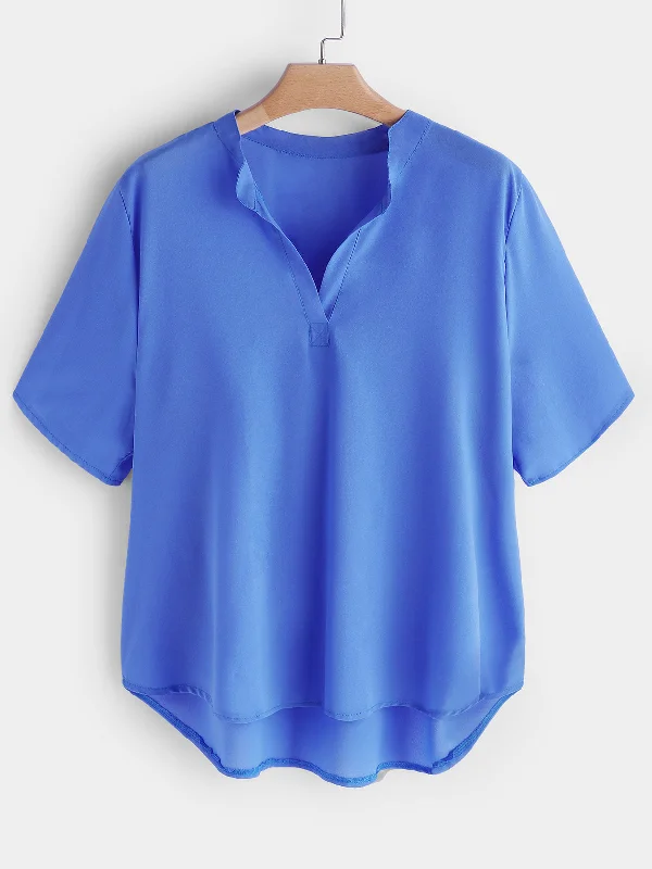 Major Savings OEM ODM Chimney Collar Plain Short Sleeve Plus Size Tops