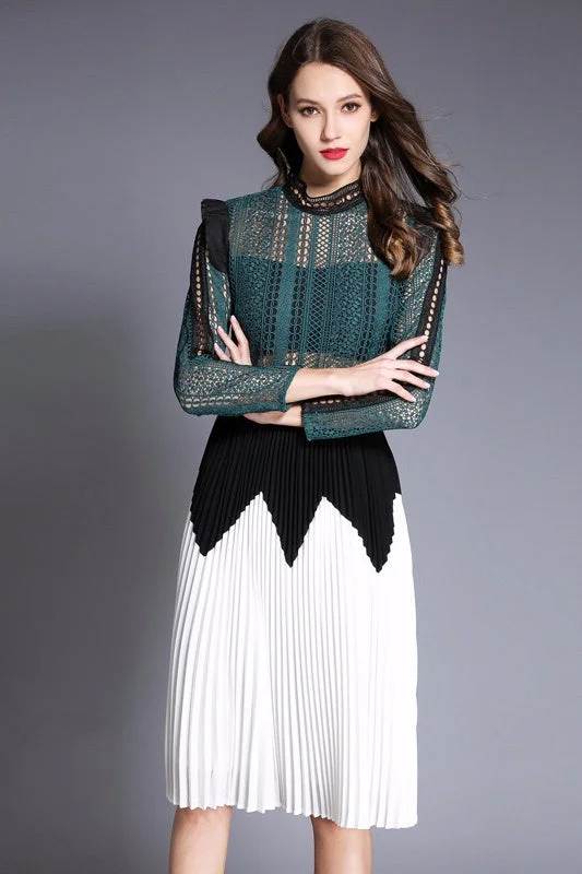 Daily Specials Lace Dress W/ Pleated Detail