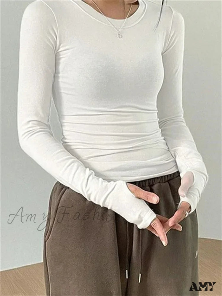 Weekend Offers That Excite Amy Fashion - Casual Slim Fit Long Sleeve O-Neck Tops Spring Fall T-shirts