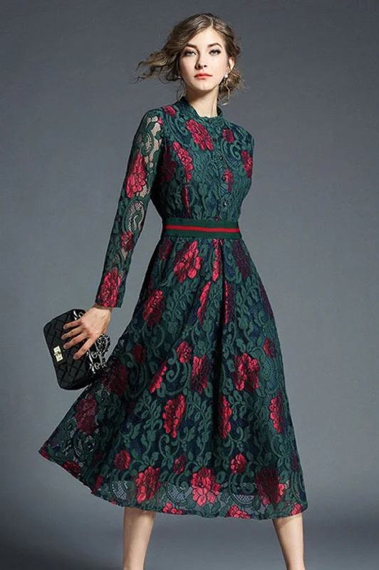 Weekend Savings Fiesta Two Color Flower Lace Dress