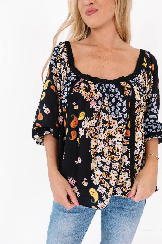 Hot Deal Back to Blue Ridge Top - Black