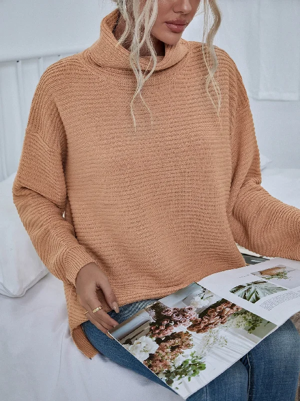 Weekend Bargains to Enjoy Casual Plain Split Long Sleeve High Neck Slit Regular Women Sweater Weekend Bargains to Enjoy Casual Plain Split Long Sleeve High Neck Slit Regular Women Sweater