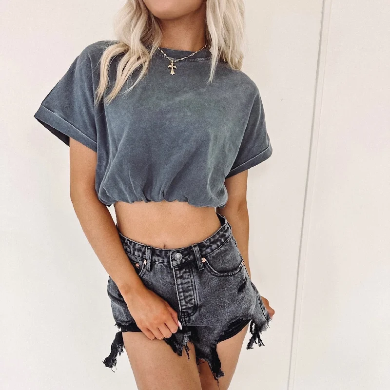 Big Savings Sammy Crop Top - Grey