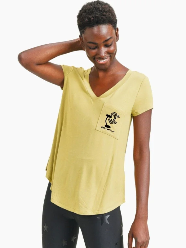 Online Deal Longline Deep V-Neck T-Shirt w/Pocket