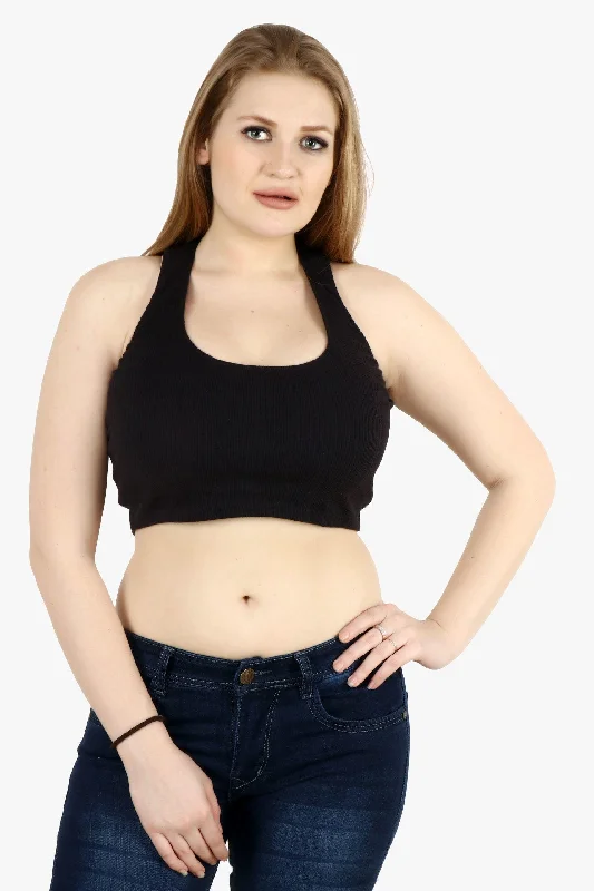 Online Specials Black Solid Rib Top