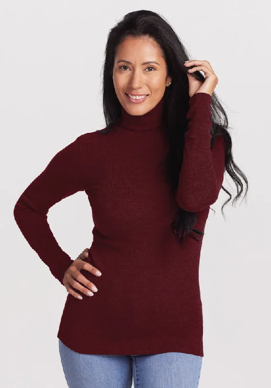 Special Buy Sage Ribbed Turtleneck - Cranberry Melange