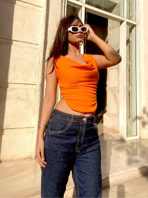 Flash Deal Cotton Stretchable Draped Crop Top