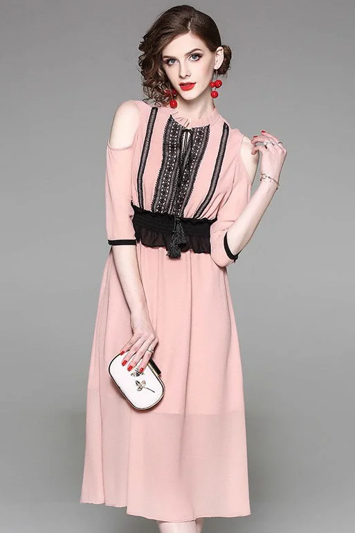 Weekend-Only Price Drops Cold Shoulder Chiffon Dress