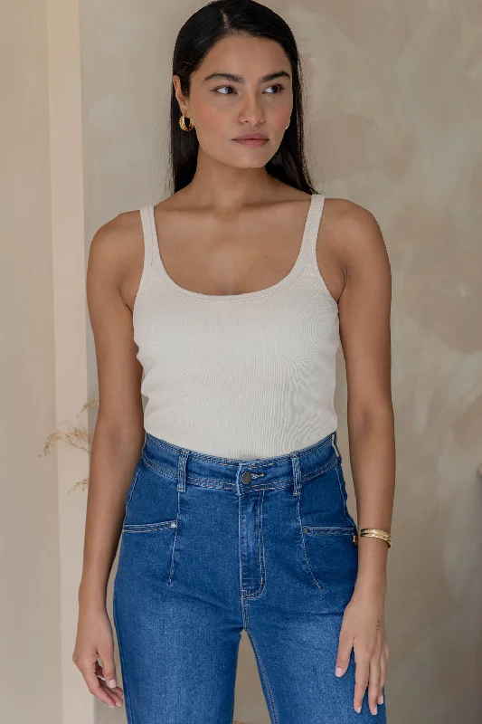 Sneak Peek Sale Harley Ribbed Tank Top - Beige
