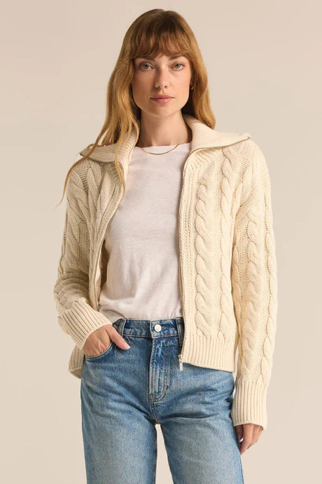 Discount Extravaganza Hemingway Cable Cardigan - Sea Salt