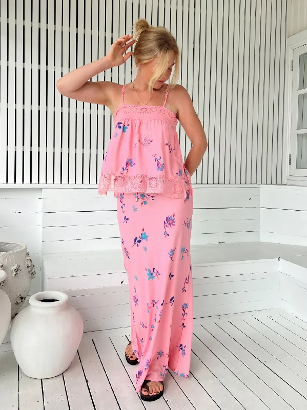 New Arrival Jaase Woods Maxi Skirt with Drawstring Waist  - Wild Berry