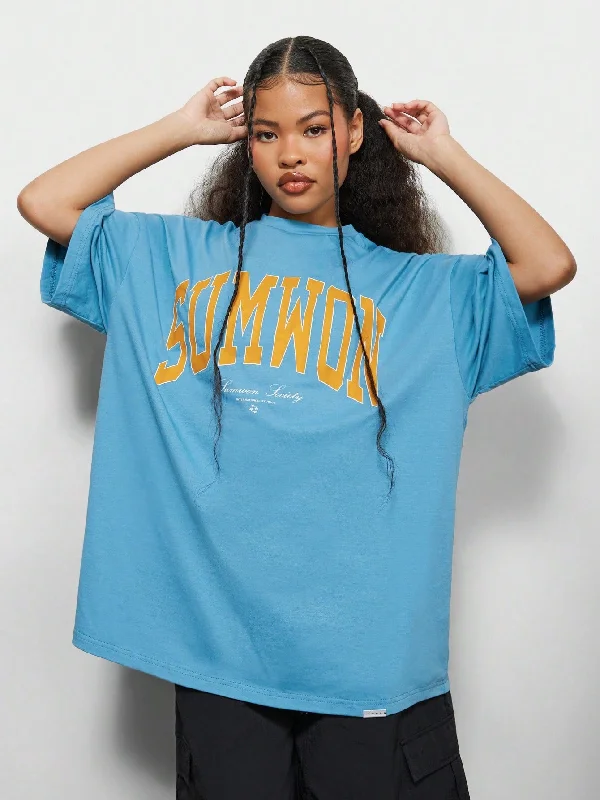 Super Savings SUMWON WOMEN Oversized Graphic Print Tee