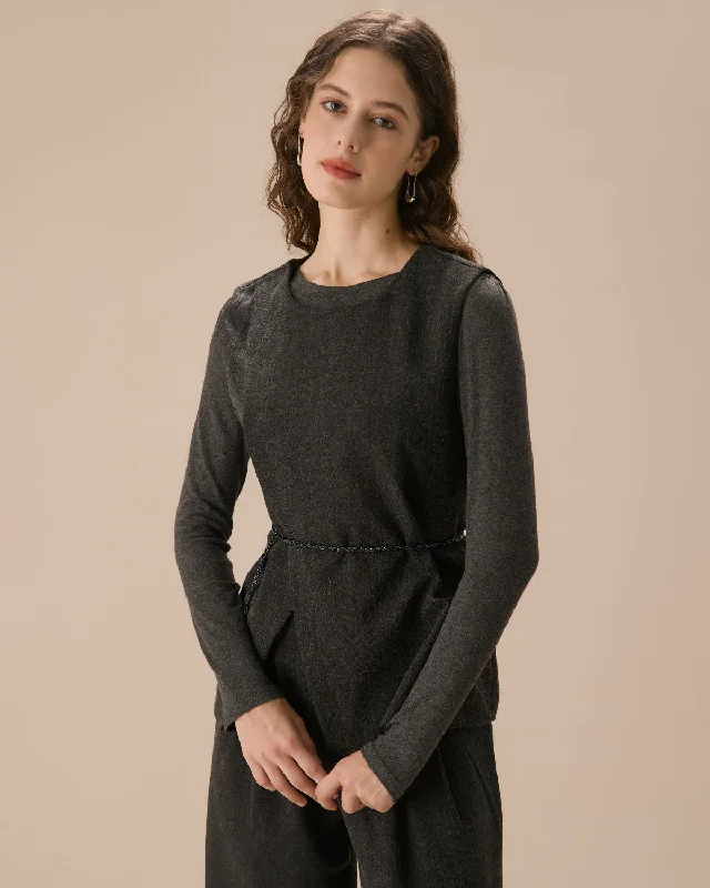 Flash Deal Grey Asymmetrical Slit Vest