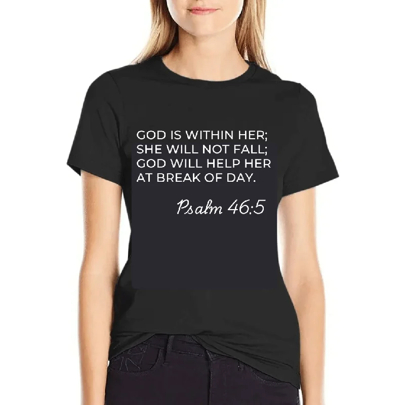 Overstock Bible Verse Psalm 46:5 'She Will Not Fail' Women's T-Shirt