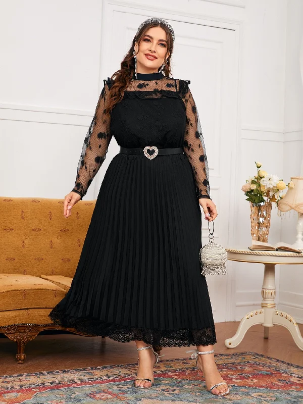Quick Sale Floral Ruffle Long Sleeve Stand Collar Regular Plus Size Blouse