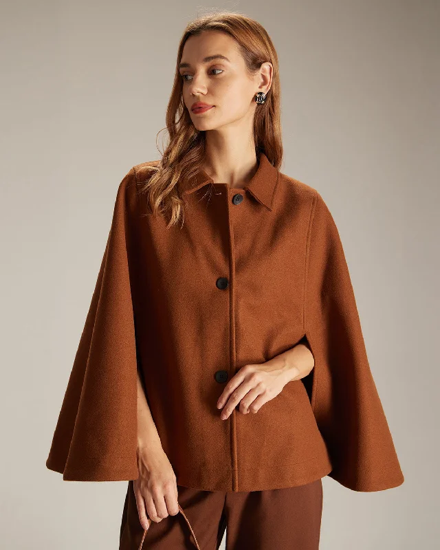 Weekend Savings Galore The Brown Collared Single Breasted Cape