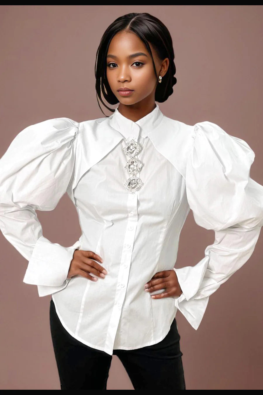 Weekend Deals That Please Denim Bling, Bling Button up Top (White)