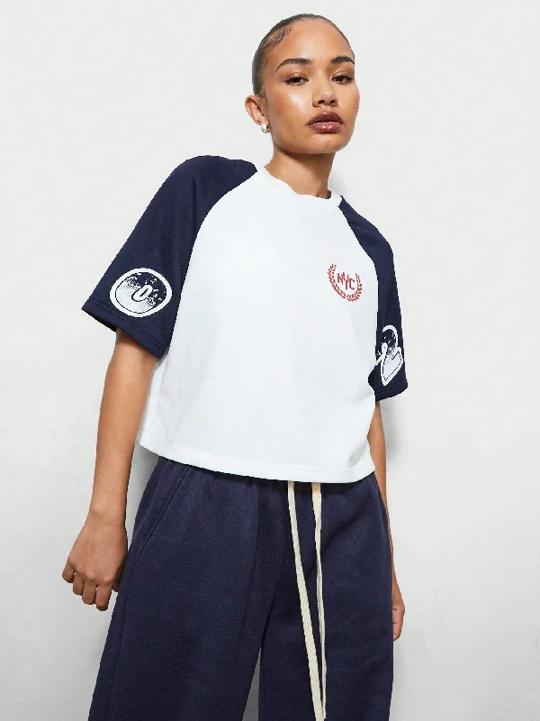 Mega Sale SUMWON WOMEN Raglan Boxy Fit Tee With Brooklyn NYC Graphic Print