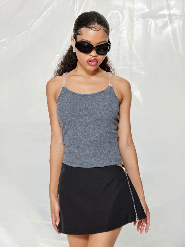 Limited Time SUMWON WOMEN Clear Strap Rib Tank Top