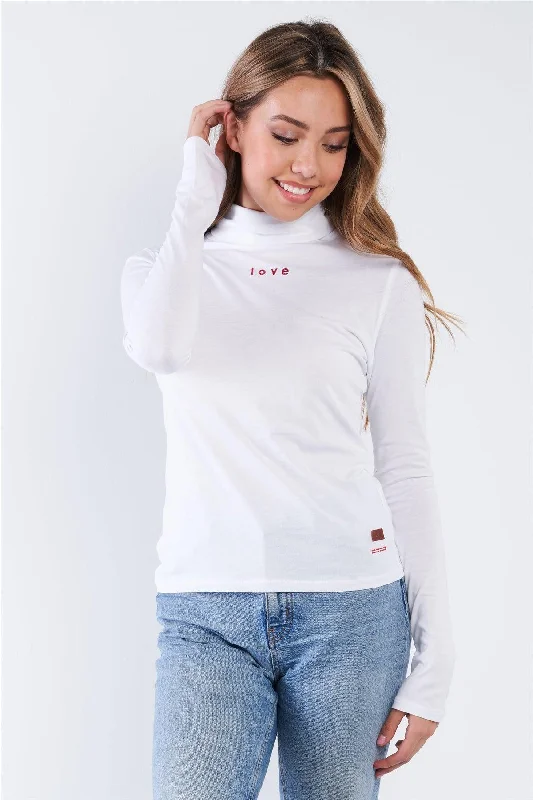 Weekend Savings Bonanza Long Sleeve "LOVE" Message Thumbhole Turtleneck Top