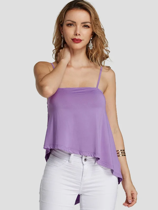 Big Discounts Custom Off The Shoulder Backless Spaghetti Strap Sleeveless Purple Camis