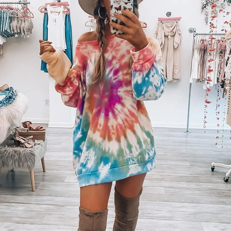 Weekend Offers That Impress Womens tie dye printed gradient ladies long sleeved hoodie sweatshirt Weekend Offers That Impress Womens tie dye printed gradient ladies long sleeved hoodie sweatshirt