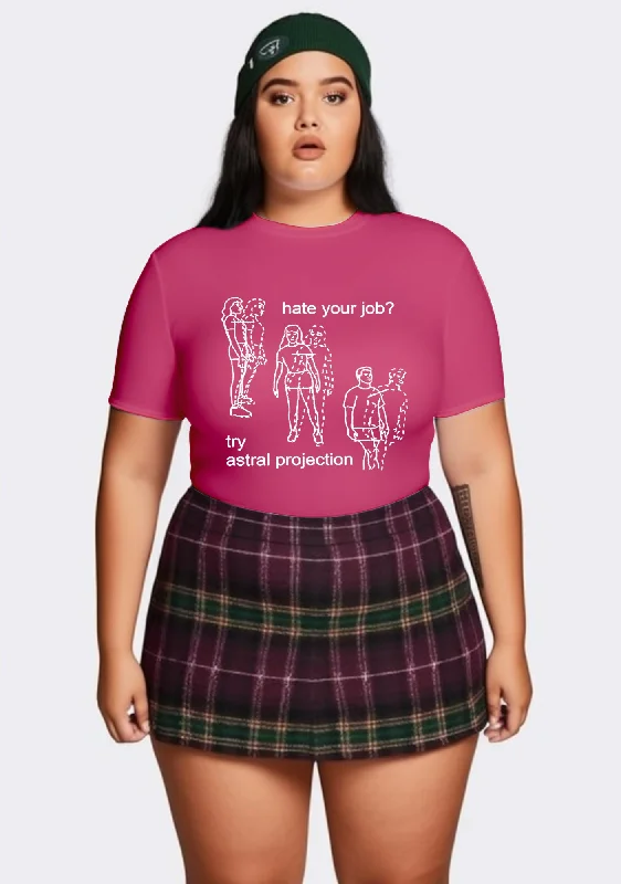 Can't Miss Curvy Hate Your Job Try Astral Projection Baby Tee
