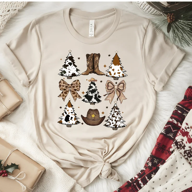 Overstock Western Cow Tree and Boots Graphic Tee