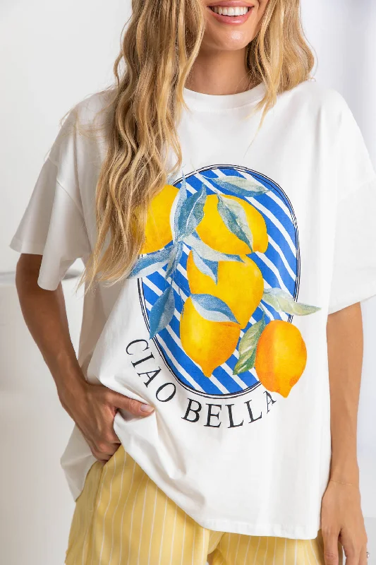 Weekend Offers That Tempt Saint Relaxed-Fit Graphic Tee - Blue Lemon Print