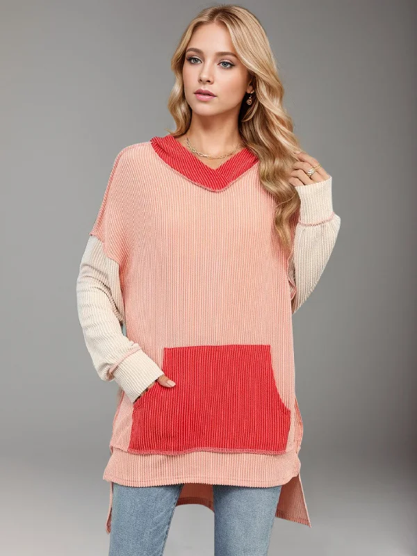 Exclusive Weekend Offers Inside Double Take Contrast Hooded Long Sleeve Top
