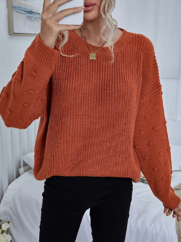 Weekend Bargains to Celebrate Casual Plain Pom Pom Long Sleeve Round Neck Regular Women Sweater Weekend Bargains to Celebrate Casual Plain Pom Pom Long Sleeve Round Neck Regular Women Sweater