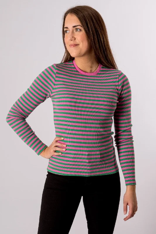 Price Slash Line Long Sleeve Jumper - Super Pink/Jelly Bean