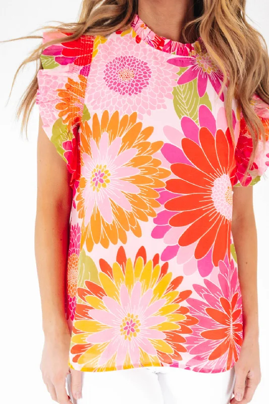Deal Mania The Leilani Ruffle Sleeve Top - Multi