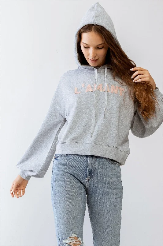 Super Discount "L'AMANT" Print Long Sleeve Hoodie Sweatshirt /1-2-2-1