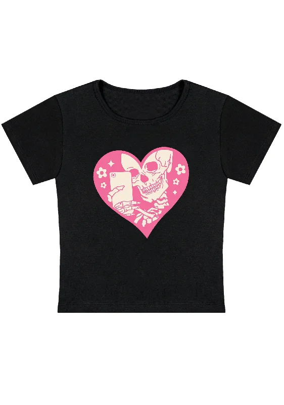 Now Available Halloween Skeleton Selfie Heart Y2K Baby Tee