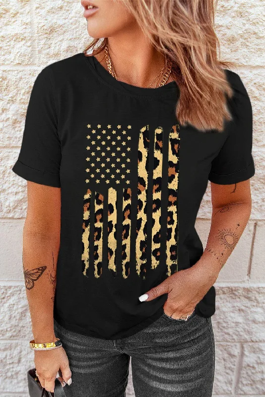 Stock Clearance Stars and Stripes Graphic Round Neck Tee