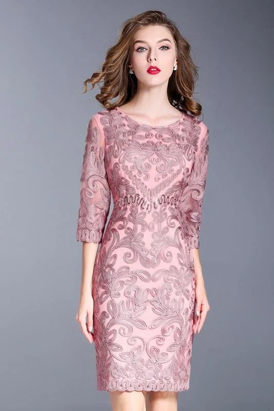 Big Savings Floral Embroidered Dress W/ Sequin