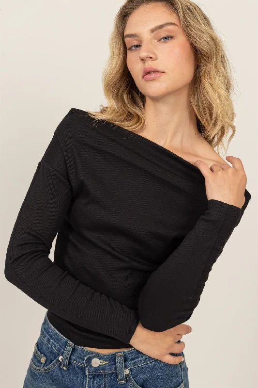 Weekend Discounts to Grab Off Shoulder Ribbed Knit Top