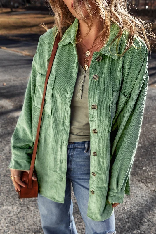 Sale Alert Pocketed Collared Neck Button Up Shacket