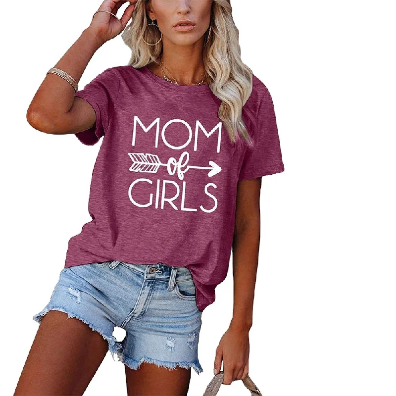 Weekend Offers That Dazzle MOMORGIRLS letter printed round neck short sleeve T-shirt