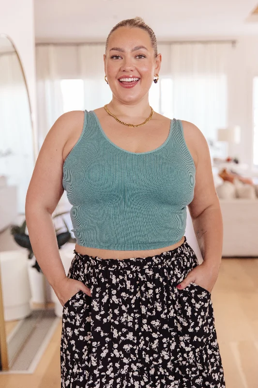 Can't Miss Fundamentals Ribbed Seamless Reversible Tank in Vintage Blue