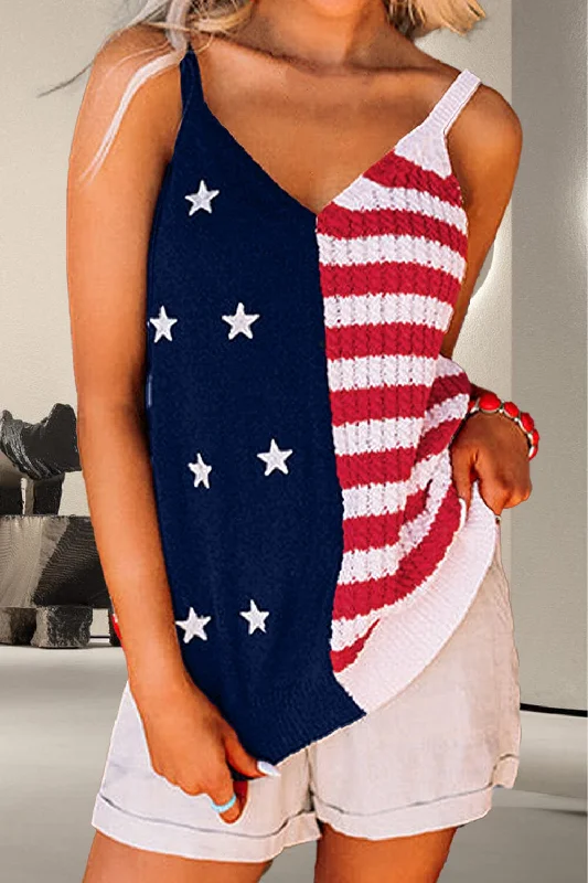 Big Discounts US Flag Theme V-Neck Knit Cami