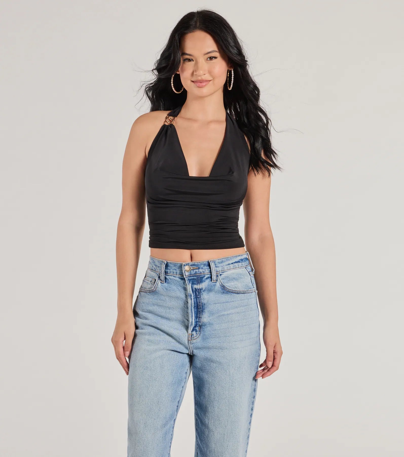 Unbeatable Deal Elevated Sleek Knit Cowl Neck Halter Top