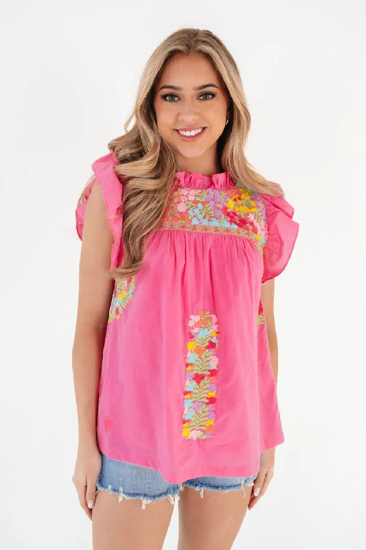 Weekend Specials You Can't Miss The Nellie Ruffle Neck Top - Pink