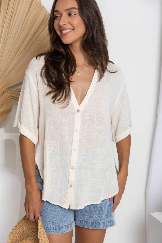 Major Savings Dylan Linen Shirt - Cream